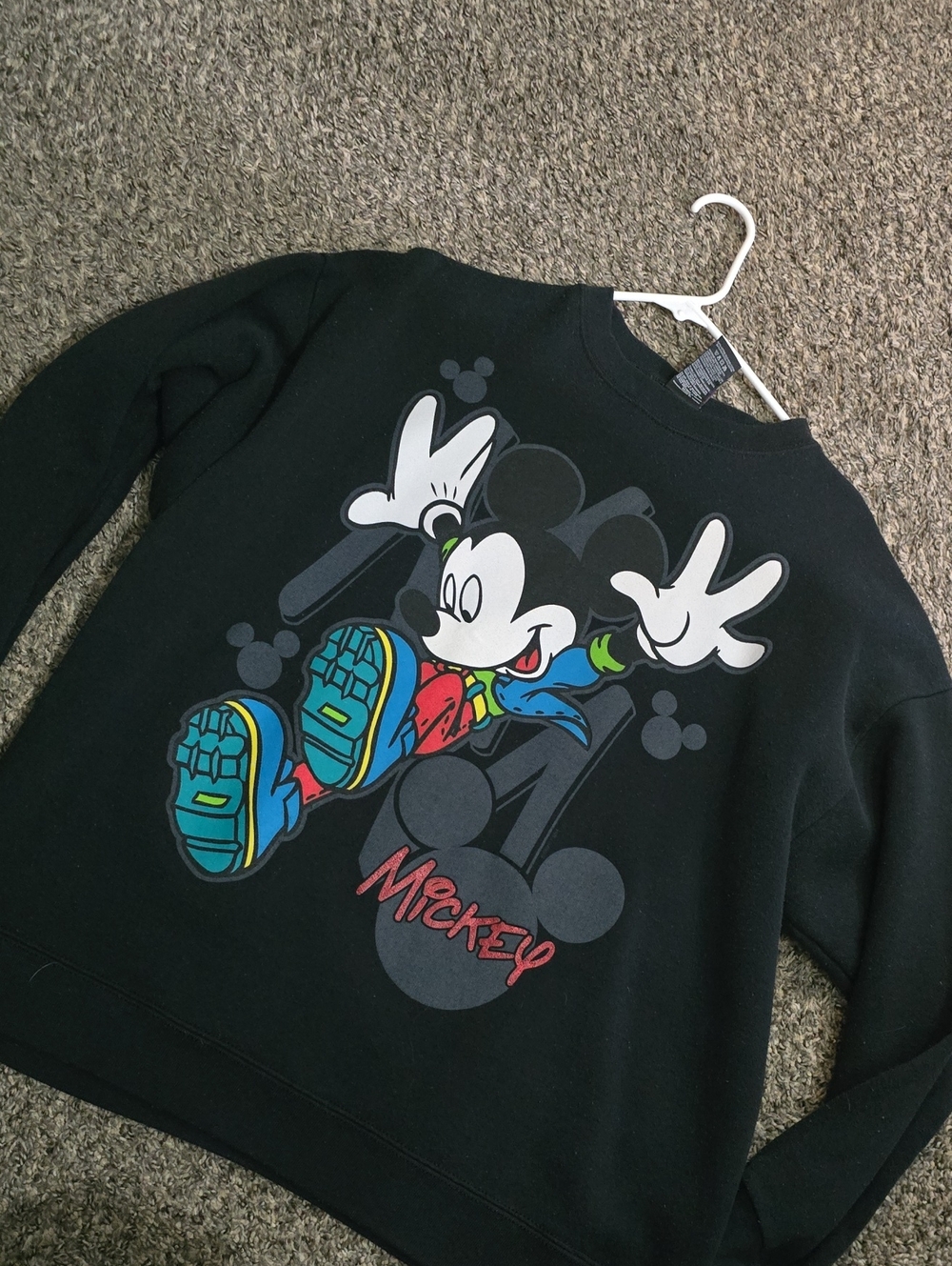 Vintage Disney Black Sweatshirt with Colorful Mickey Graphic
